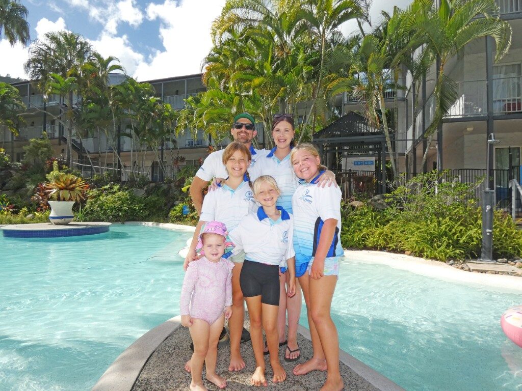 Jesse Thane and Kellie Hignett with their children, photographed for Mackay and Whitsunday Life